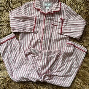 Petite Plume Striped Kids Pajama Set - Pink and White